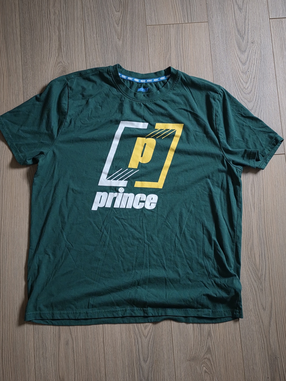 Prince Green Short-Sleeve Logo Tee with Yellow Accent